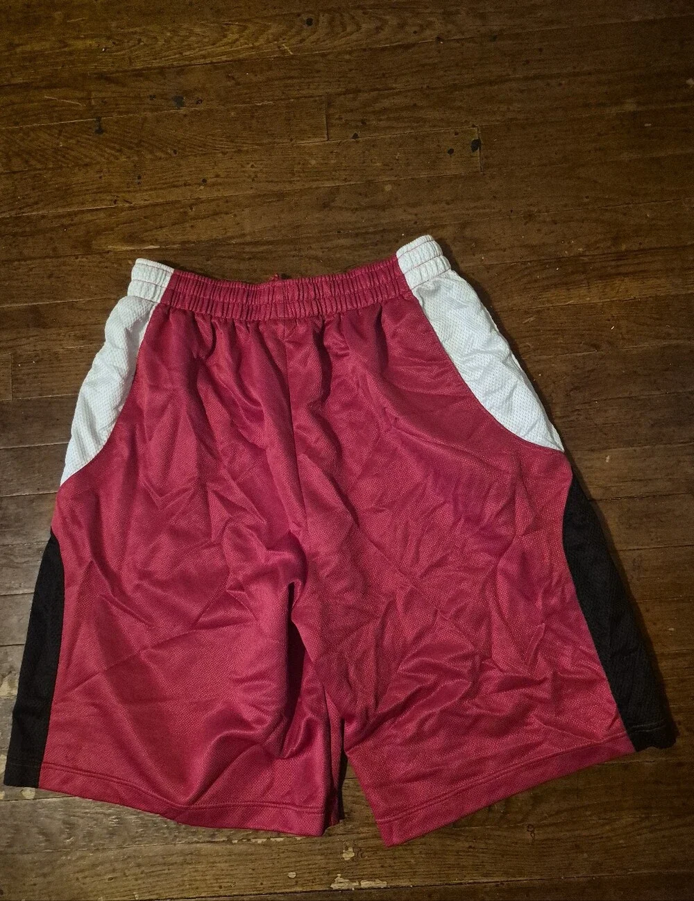 Jordan Men's Sz XL Red Athletic Basketball Shorts with White & Black Panels
